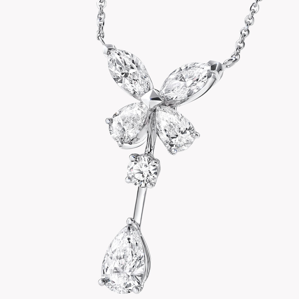 Classic Butterfly Pear Shape Diamond Drop Pendant